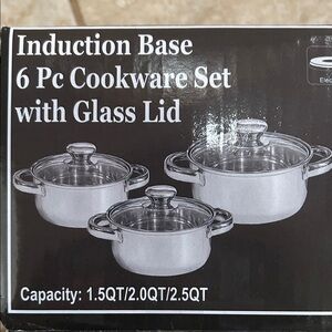Stainless Steel Cookware Set with Glass Lids - Silver